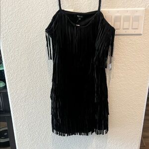 TRIXXI Black Fringe Mini Dress, size XL, Women’s NWT